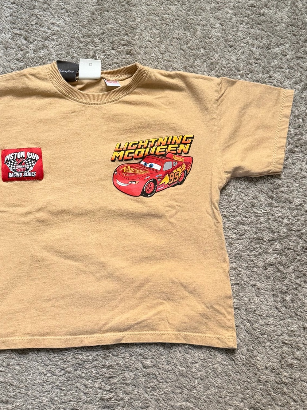 Zara Kids Lightning McQueen Graphic Tee - Tan with Red Accent size 6 fits 4T-5T